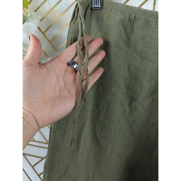 FUNKY PEOPLE Women's Green Cotton Boho Lagenlook Pants Hippie Button Size M READ - Picture 7 of 9
